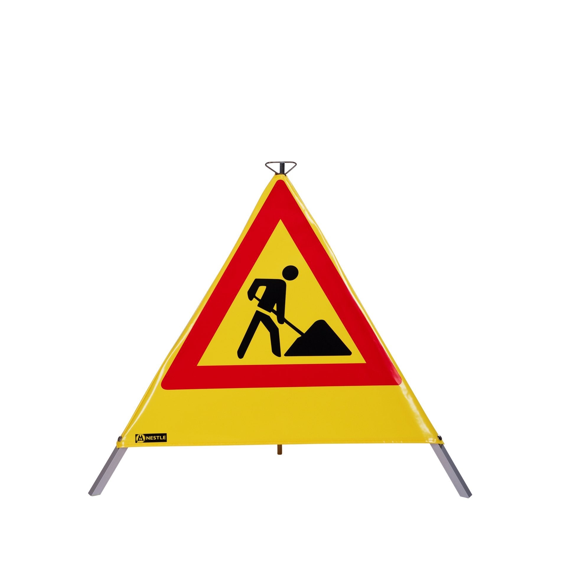 NESTLE Warnpyramide 70 cm, Schaufelmann (VZ123), gelb, mit Mittelfuß NESTLE Warnpyramide 70 cm, Schaufelmann (VZ123), gelb, mit Mittelfuß